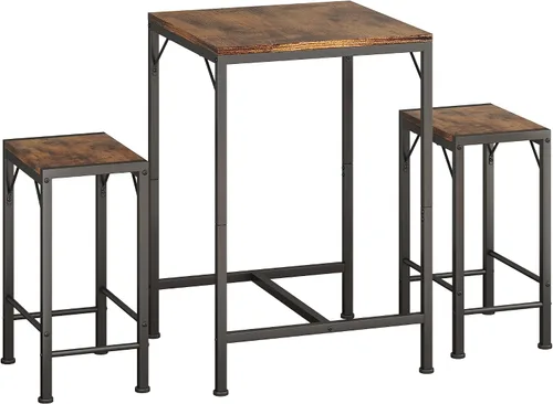 Vista 9 de Homeiju Juego de mesa y sillas de bar, mesa de bar cuadrada con 2 taburetes, juego de comedor que ahorra espacio para 2, perfecto para cocina