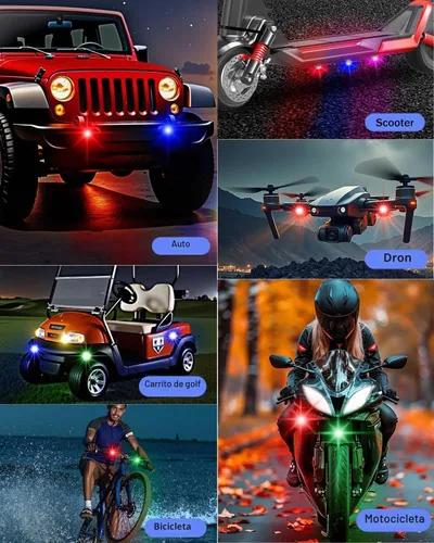 Vista 7 de Luces estroboscópicas LED inalámbricas recargables con control remoto, 8 colores USB anticolisión luces LED inalámbricas para automóvil