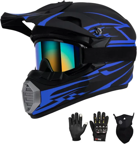 Vista 12 de Casco de motocross para niños y jóvenes aprobado por DOT, Casco de cara completa para ATV, moto de todoterreno y bicicleta de tierra para adultos
