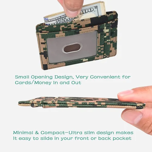 Vista 4 de Kinzd Cartera delgada y minimalista de cuero RFID con bolsillo frontal para hombre