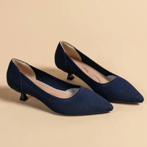 Vista 2 de youngshow Zapatos de tacón bajo para mujer, cómodos zapatos de cuña de punto formales y elegantes, zapatos de cuña para mujer, zapatos clásicos