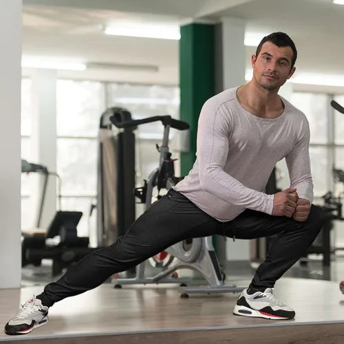 Vista 3 de MAIKANONG Pantalones deportivos ajustados para hombre, pantalones de entrenamiento para gimnasio, correr, atletismo, casual