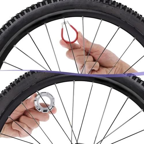 Vista 5 de 7 llaves de radios de bicicleta, herramienta de llave dinamométrica de radios de acero para llantas de bicicleta, kit correcto de llanta