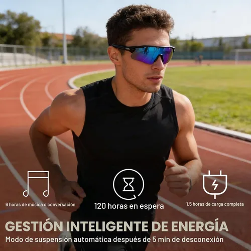 Vista 3 de Lentes de sol Bluetooth para hombres y mujeres, lentes inteligentes con altavoces de oreja abierta, asistente de voz, control táctil, lente