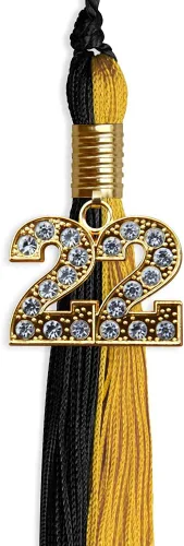 Vista 2 de Endea Graduation Borla de doble color con dije dorado (negro/oro brillante, 2022)