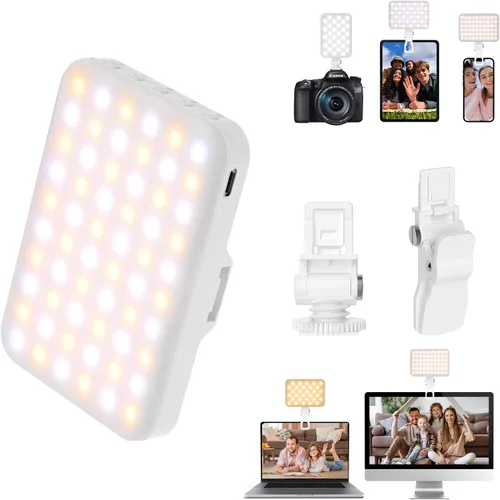 Vista 9 de Luz de selfie - BANSINE Luz de teléfono LED recargable por USB - Luz de foto portátil con CRI de 97+, hasta 6500K de temperatura
