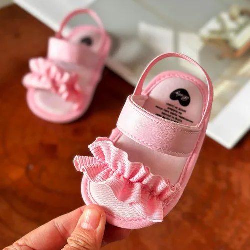 Vista 6 de Sandalias de verano para bebés, niños y niñas, para fiesta, boda, vestido de boda, zapatos planos para recién nacidos, zapatos de cuna para primeros