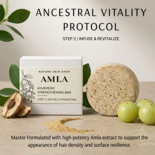 Vista 2 de Nature Skin Shop Barra de champú Amla, fórmula ayurvédica para el crecimiento y la fuerza del cabello, con Shikakai para un cabello más completo