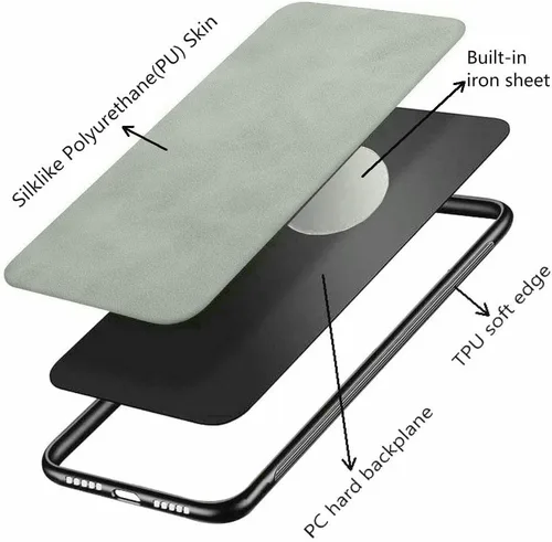 Vista 3 de Kepuch Silklike Funda para Samsung Galaxy A70 - Cubierta Parachoques Placa De Metal Incorporada Para Samsung Galaxy A70 - Gris