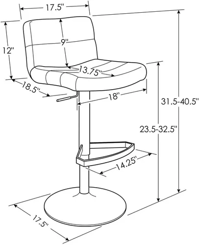 Vista 2 de Zuri Muebles enrejado ajustable altura giratoria taburete de bar sin brazos con base cromada - negro