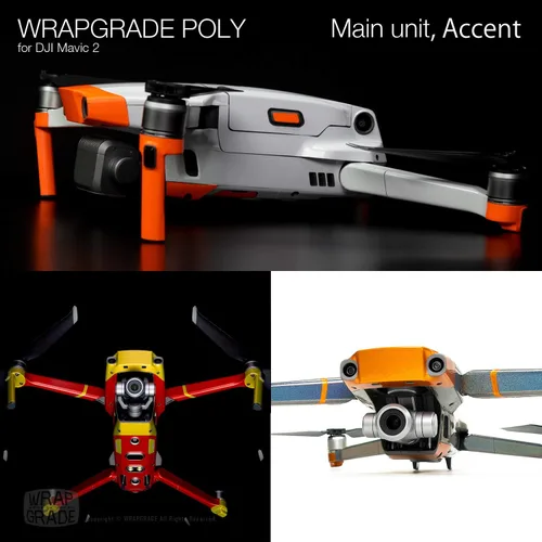 Vista 4 de Wrapgrade Poly Skin Compatible with DJI Mavic 2 Accent Color (Airforce Silver)