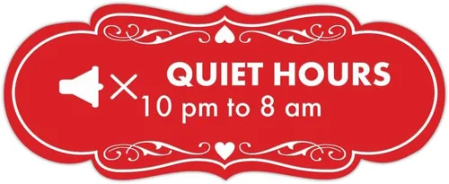 Vista 13 de Signs ByLITA Señal de diseño Quiet Hours de 10 pm a 8 am (negro) - Pequeño