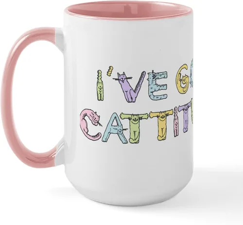 Vista 13 de CafePress Cattitude Funny Cat Saying Taza Grande de Café de Cerámica 15 oz (444 ml)