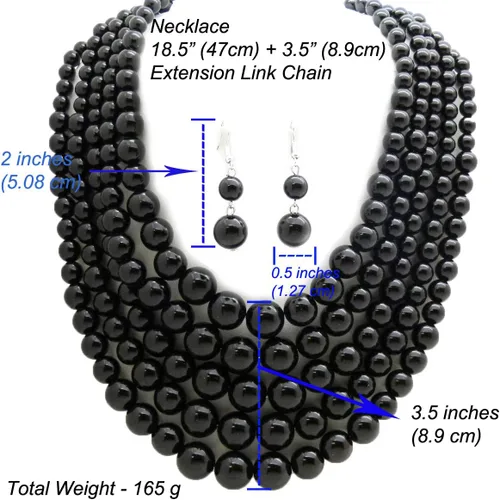 Vista 4 de Conjunto de collar y aretes de imitación de perlas de cinco hilos para mujer