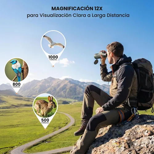 Vista 3 de Monoculares de 12 x 54 para adultos de alta potencia con adaptador de Verde