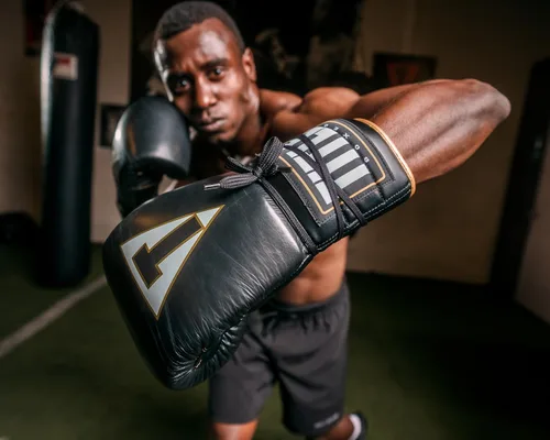 Vista 9 de Título Boxeo Guantes de entrenamiento de encaje de cuero mexicano Quatro