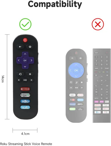 Vista 3 de Funda para Roku Smart TV RC280 RC282 URC280J XRC280J XRC280J Reemplazo universal Funda de silicona ligera con cordón para control remoto Roku TV