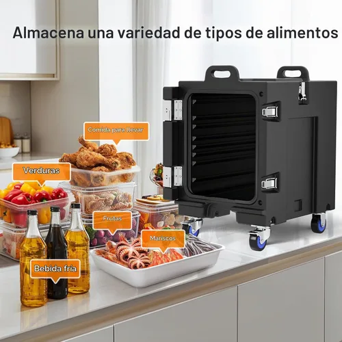 Vista 8 de NEEDONE Calentador de alimentos, contenedor de comida aislada LLDPE de 81 Qt para alimentos calientes/fríos, con hebillas dobles, ruedas