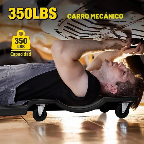 Vista 4 de Nilight Camilla mecánica de plástico de 40 pulgadas - Carrito de garaje rodante moldeado por soplado de 40 pulgadas con reposacabezas acolchado