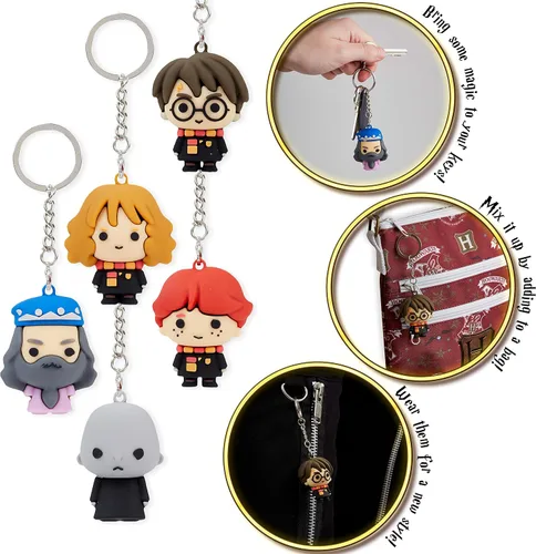 Vista 3 de Harry Potter Llaveros para niños, mini figuras, 5 o 7 llaveros de personajes Harry Ron Hermione para niños, coleccionables, regalos para niños