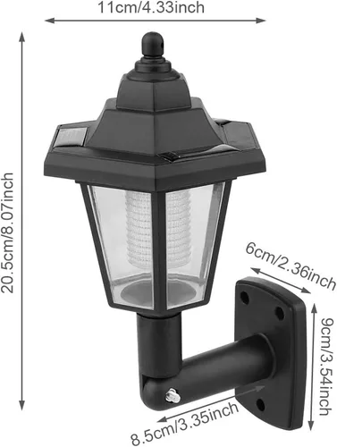 Vista 2 de 2 faroles solares de pared, lámpara de pared LED de inducción automática para jardín al aire libre, resistente a la intemperie, linterna de pared