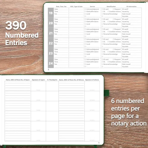 Vista 3 de Diario de registro de notario Homlive, libro de notario con 390 entradas de registro, 25,4x17,8 cm diarios de notario, diario público notarial