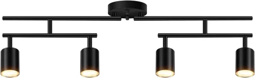 Vista 25 de Accesorios de iluminación de pista de techo negro, accesorio de iluminación de cocina, kit de luz de pista de 4 luces de 30", luces de techo LED