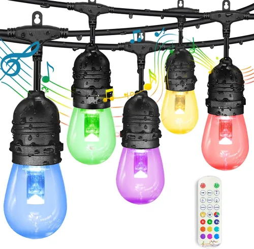 Vista 11 de GANA - Tira de luces LED de bajo voltaje de 12V y seguras para exteriores, 32 pies, 10 bombillas inastillables, 2200K, luz blanca cálida