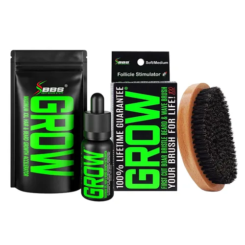Vista 9 de GROW - Cepillo para barba y cepillo ondulado 360 para hombres, cerdas de jabalí naturales para cabello más completo y grueso, barba y bigote