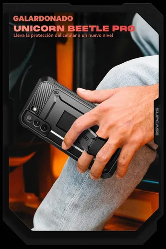 Vista 9 de SUPCASE - Funda para Samsung Galaxy S22 con soporte integrado, color negro 1x Front Frame, Charge Port Cover, Belt Clip Holster, Military-Grade