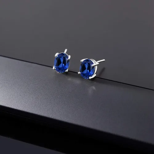 Vista 94 de Gem Stone King Aretes de oro de 14 quilates con piedra natal ovalada de 0.315 x 0.236 in Aretes de oro para mujer