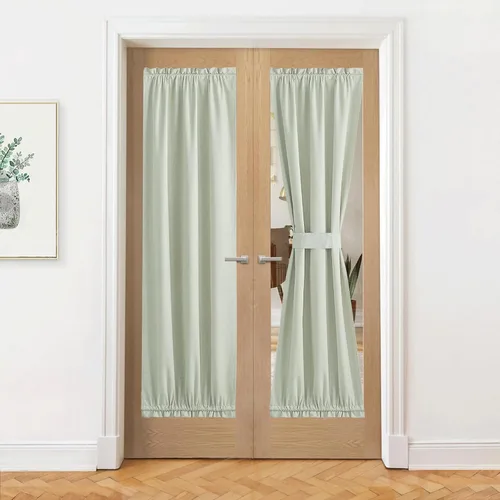 Vista 25 de NICETOWN Cortinas de Lino para Puerta Lateral - Cortinas Opacas con Aislamiento Térmico para Puerta Delantera Francesa para Sombra Pequeña