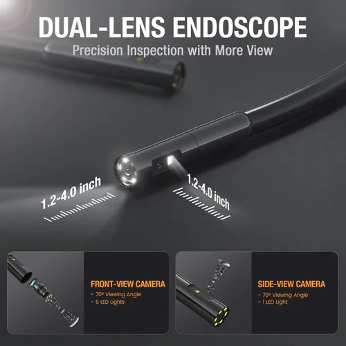 Vista 3 de Endoscopio de doble lente con luz, boroscopio mecánico automotriz Teslong
