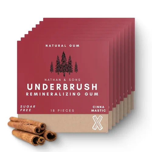 Vista 12 de Goma de mascar remineralizante de bayas Underbrush, goma de xilitol sin azúcar con hidroxiapatita, apoya la frescura de aliento y la salud oral
