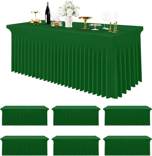 Vista 10 de Smiry Mantel de Spandex Paquete de 6, Mantel Elástico Ajustable Extensible para Mesas Rectangulares de 4 Pies, Cubierta de Mesa Impermeable Lavable