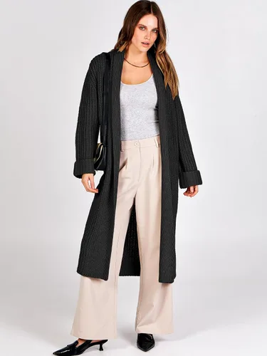 Vista 3 de ANRABESS Cárdigan largo de punto para mujer, manga larga, con solapa frontal abierta, abrigo de gran tamaño, ropa de otoño 2023