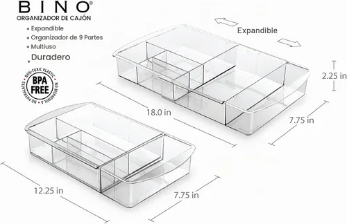 Vista 2 de BINO Organizador de cajones de plástico, multiuso.