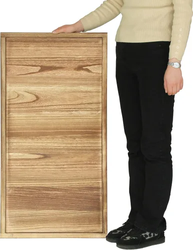 Vista 8 de Gurfuy Bandeja de madera rústica de 20 pulgadas para servir – Bandeja redonda extragrande para mesa de café decorativa de granja de gran