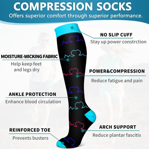 Vista 118 de Bluemaple 6 Pack Copper Compression Socks for Women and Men Circulation-Best Support for Medical, Running,Nursing,Athletic