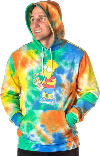 Vista 3 de Mad Engine The Simpsons Bart Squishee Brain Freeze Tie Dye - Sudadera con capucha para hombre, Multi colorido