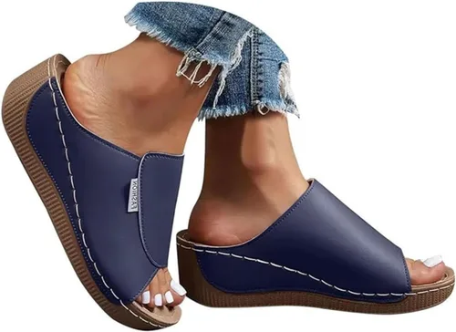 Vista 10 de Sandalias ortopédicas para mujer, con plataforma elegante, cómodas, ortopédicas, informales, para verano, con soporte de arco