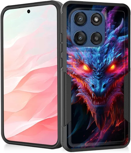 Vista 47 de Funda para Moto G Play 4G 2024, resistente de doble capa híbrida de policarbonato duro, goma suave, a prueba de golpes, funda protectora resistente