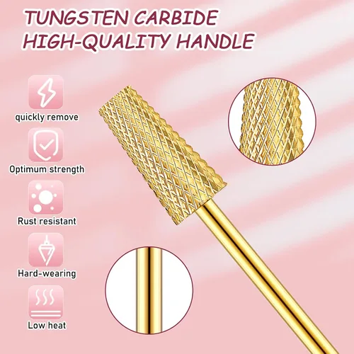 Vista 2 de Hestya Juego de 7 brocas de carburo de tungsteno para uñas, lima eléctrica de 3/32 pulgadas, manicura de diamante, pedicura, removedor de cutículas