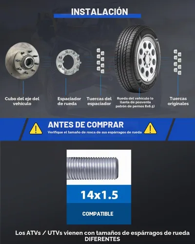 Vista 8 de ECCPP 4 adaptadores de rueda de 8x180 a 8x6.5 pulgadas, conversión de 1.5 pulgadas, 8 orificios para GMC Sierra 2500 HD para Chevrolet Silverado