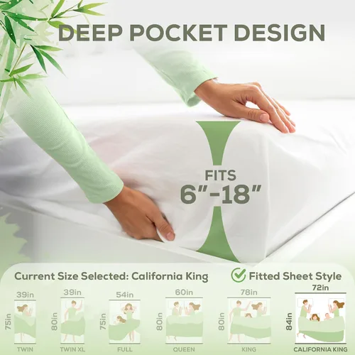 Vista 4 de Protector de colchón de lujo California King, protector de colchón 100% impermeable y parte superior de viscosa de bambú 100% Transpirable