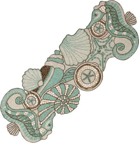 Vista 23 de Camino de mesa con cuentas de 36 pulgadas de diseño elegante infinito - Decoración de mesa para bodas, fiestas, días festivos, regalos y uso diario