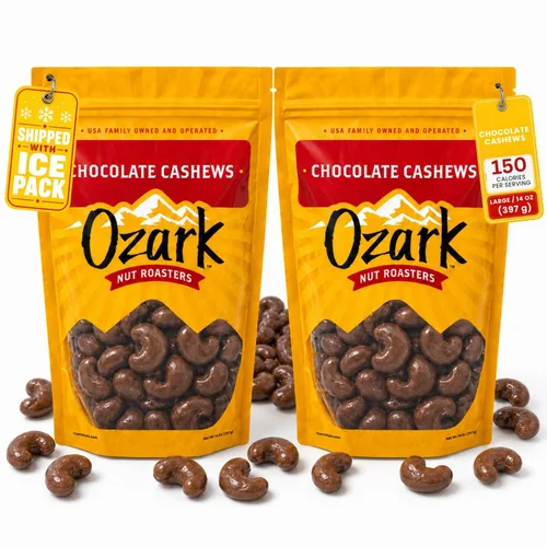 Vista 8 de OZARK NUT ROASTERS, Anacardos cubiertos de chocolate, aperitivos con sabor a chocolate premium, nueces confitadas gourmet de clase mundial, paquete