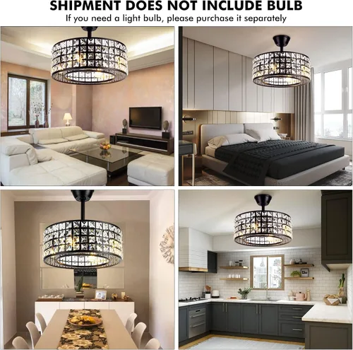 Vista 6 de A Million 18" Crystal Caged Ceiling Fan with Lights, Industrial Enclosed Ceiling Fan Light with Remote Control, 3 Speed Silent for Farmhouse