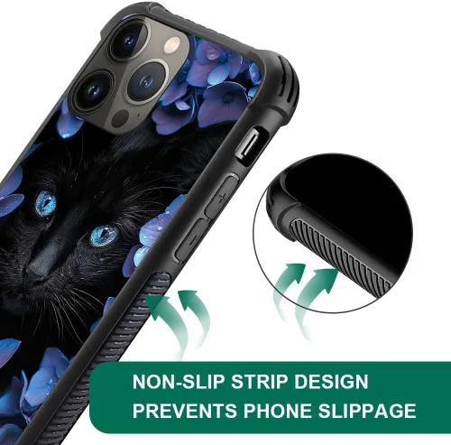 Vista 5 de CARLOCA Funda compatible con iPhone 15 Plus, diseño de gato Mumbai Clivia negro para iPhone 15 Plus, ultra protección, a prueba de golpes