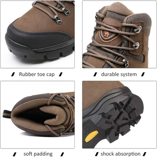 Vista 2 de CAMEL CROWN Botas de senderismo para hombre, de cuero auténtico